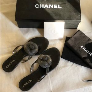 Chanel PVC Camellia Flower sandal Thong Flip Flop